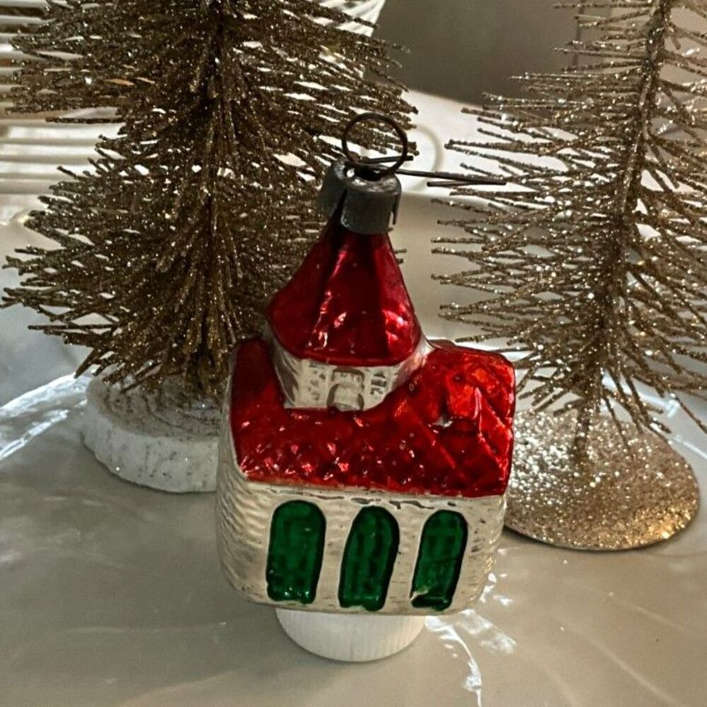 Vintage Christmas ornament glass Church Poland must see